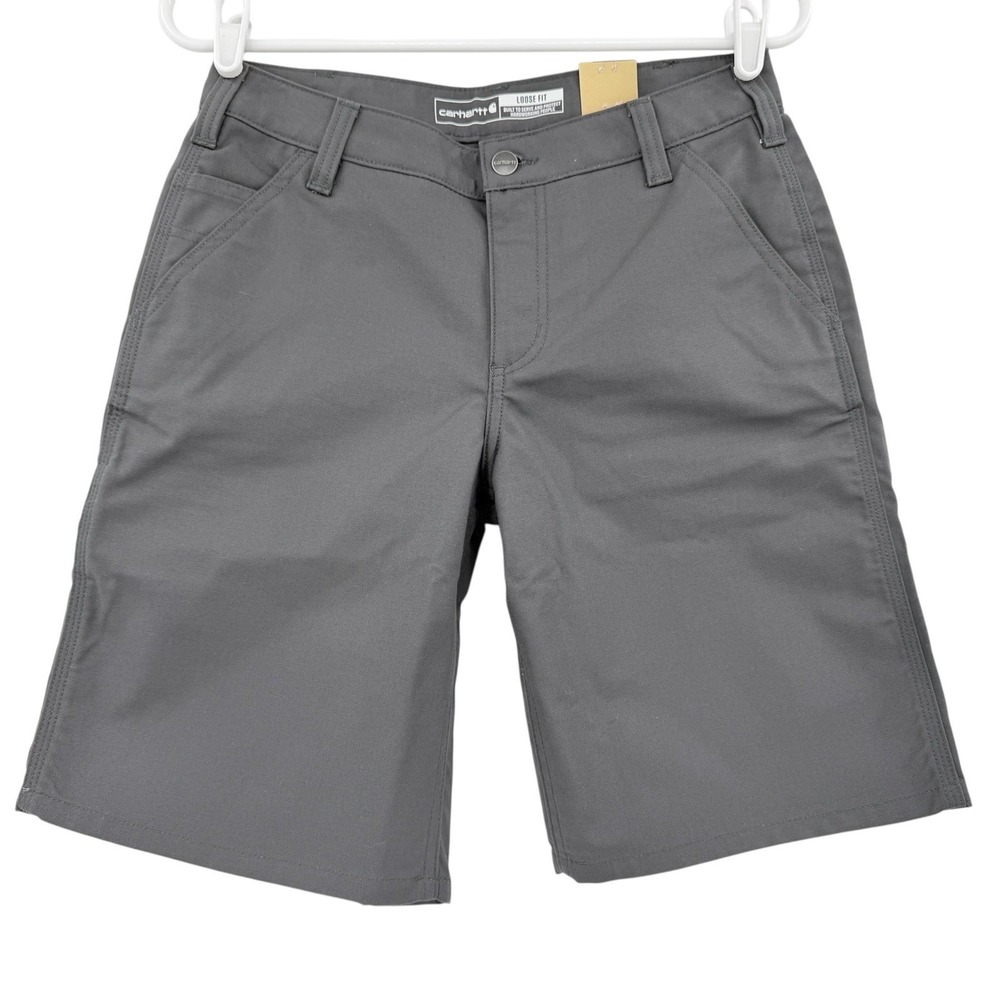 Carhartt Women's Dark Gray Canvas Shorts Size 4 Rugged Flex Casual 10 Inseam NWT